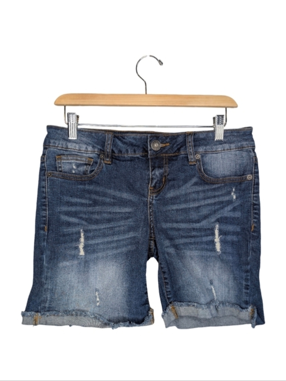 Guess Y2K Low Rise Distressed Rolled Hem Denim Cutoff Shorts | Size 29